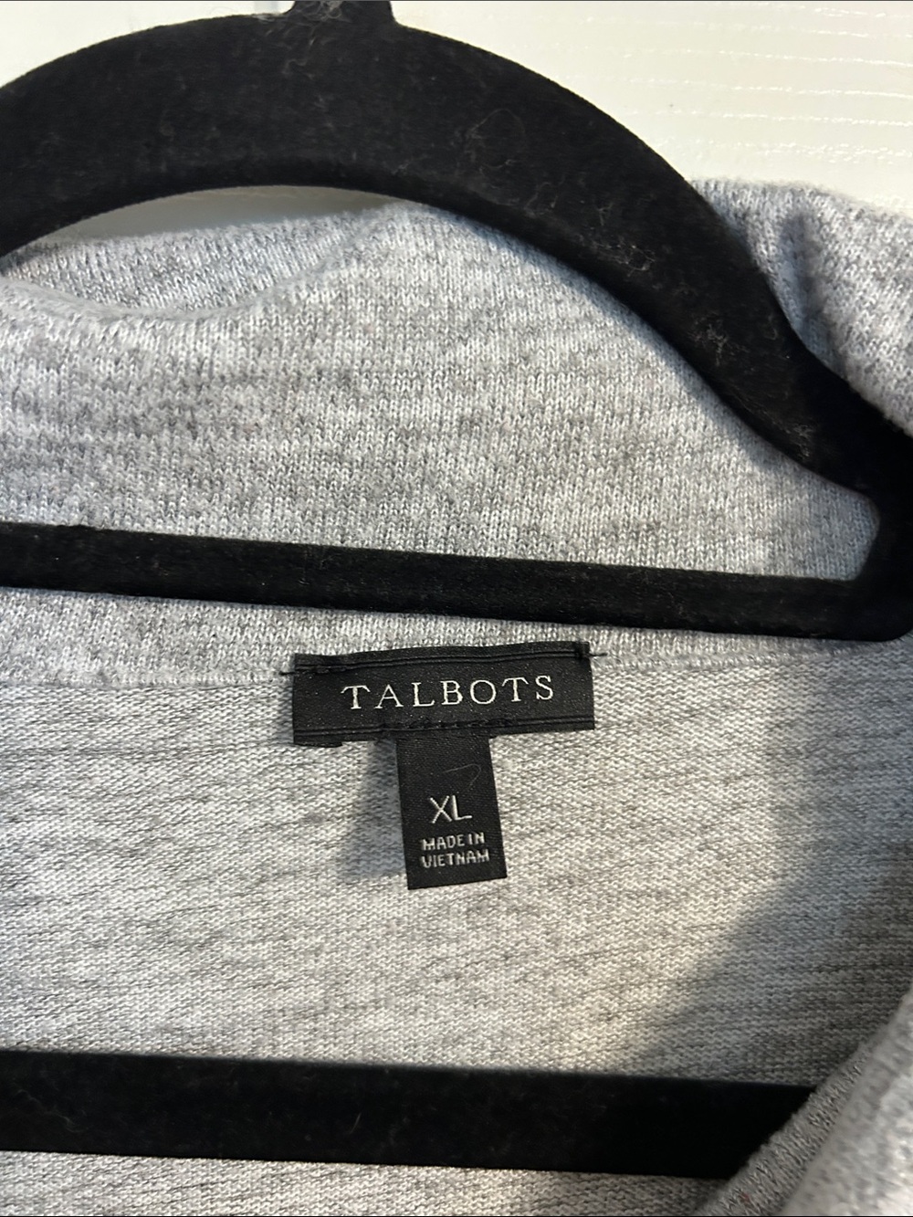 Talbots Heather Gray Knit Sweater Top Shawl Collar X-Large Stretch Layering - Picture 2 of 5